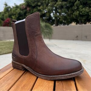Josef Seibel Women Chelsea Leather Boots Size US 7.5-8 EU38 Zip Brown Full Grain